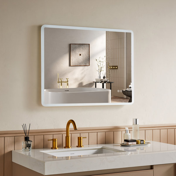Wrought Studio Bathroom Mirror with Led Lights, AntiFog, Wall Mounted